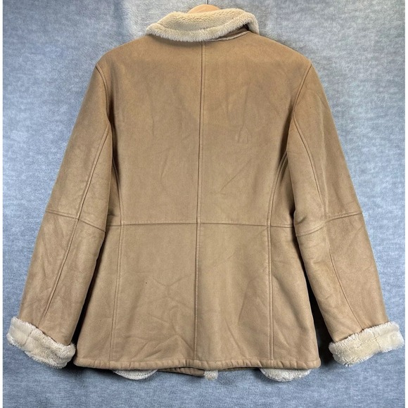 Talbots Faux Suede Fur Jacket S Rancher Coat Tan Barn Western Classic Cowgirl - Picture 10 of 16